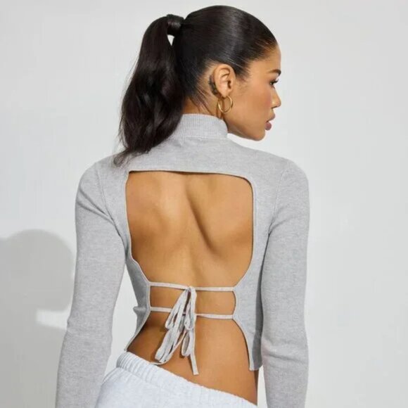 NWT Garage Apron Back Sweater Spring Grey Mix - Picture 1 of 4